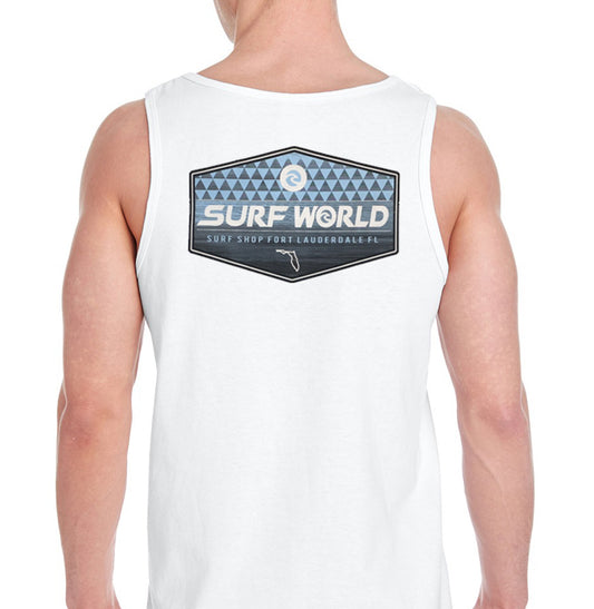 Surf World Triangles Tank - White Mens Tank