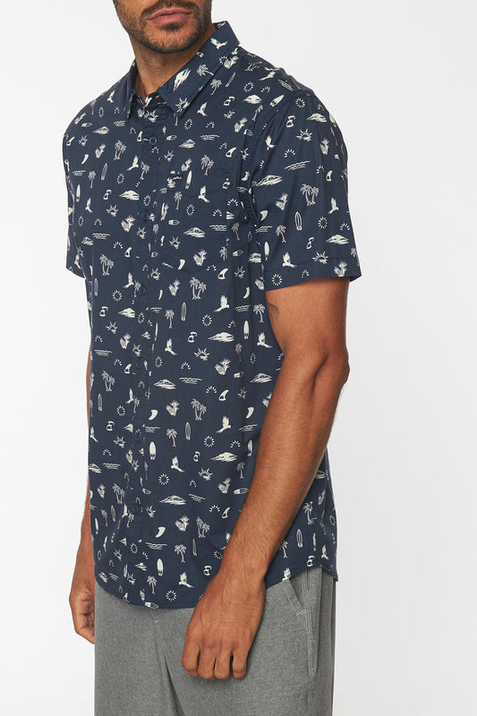 Oneill Tame Button Down Shirt - Navy Mens Shirt