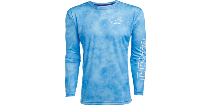Costa Techtopo Men's Sun Shirt LS - Blue Rashguard Sun Protection