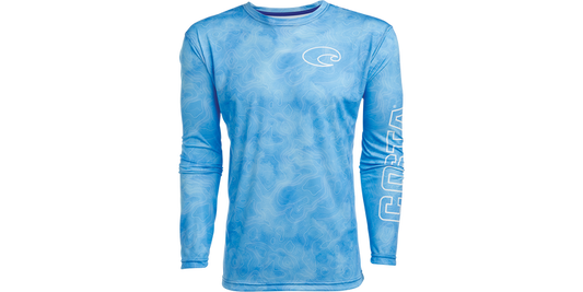 Costa Techtopo Men's Sun Shirt LS - Blue Rashguard Sun Protection