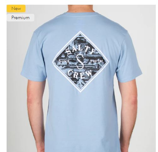 Salty Crew Tippet Line Up SS T Shirt - Light Blue Mens T Shirt