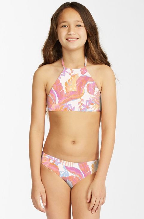 Billabong Girls Tropical Punch High Neck Bikini Set youth swimwear