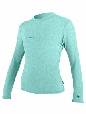 Oneill Womens Hybrid LS Sun Shirt - Turquoise / Cool Grey Rashguard Sun Protection Turquoise