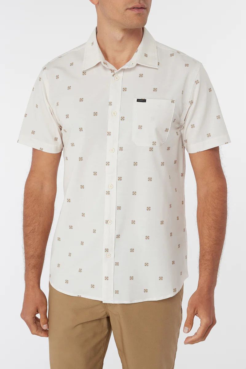Oneill Trvlr traverse Button Down UPF 50+ Shirt - Cream Mens Shirt