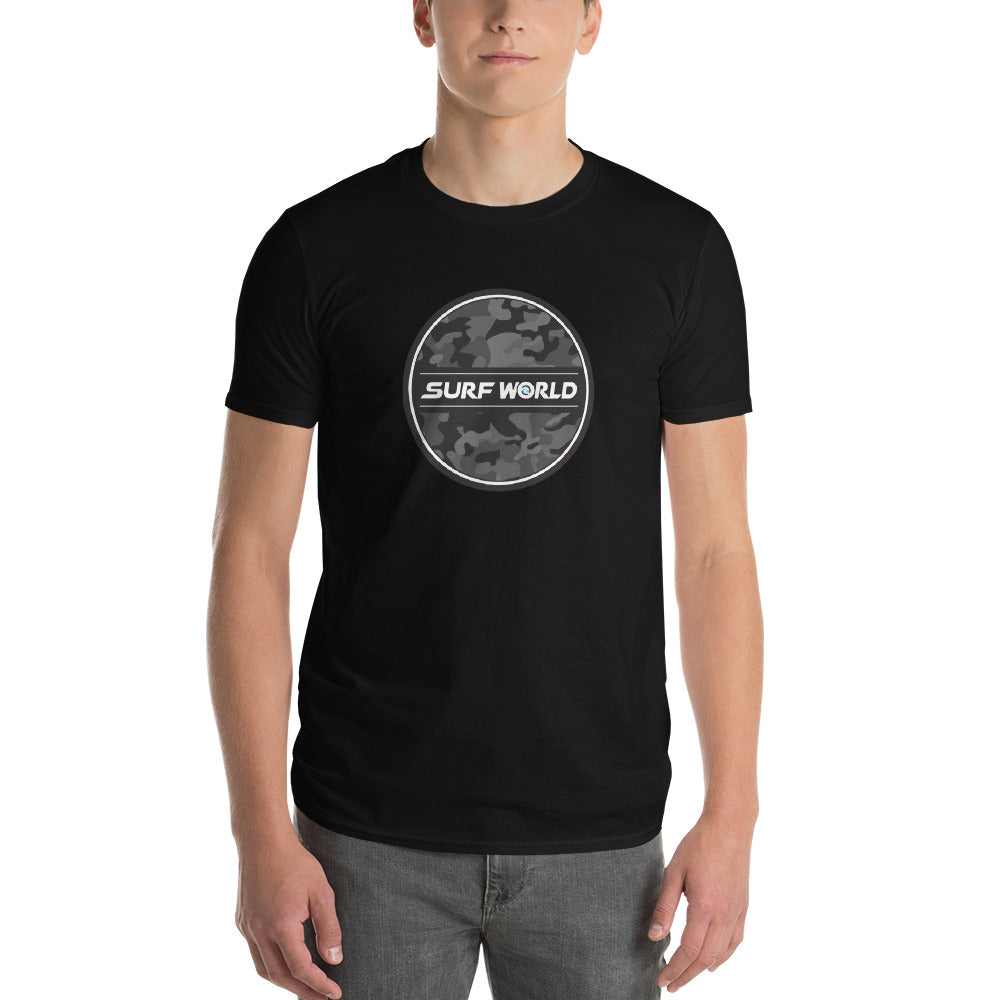 Surf World Custom Black Circle Camo Short-Sleeve T-Shirt - Dark Heather Mens T Shirt Black