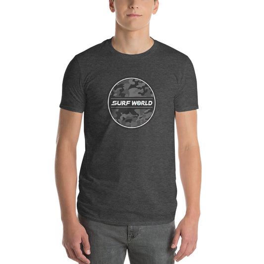 Surf World Custom Black Circle Camo Short-Sleeve T-Shirt - Dark Heather Mens T Shirt Heather Dark Grey