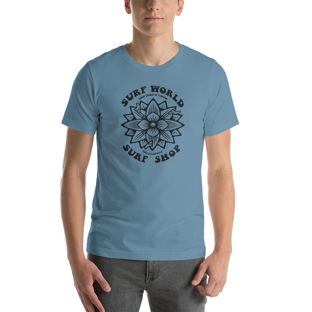Surf World Crossed Board Flower Men's t-shirt Mens T Shirt Steel Blue