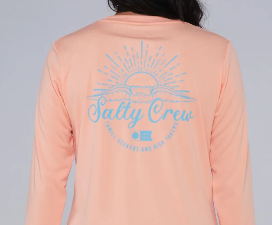 Salty Crew Sun Rays Womens LS Rashguard Shirt - Apricot Rashguard Sun Protection