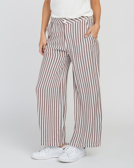 RVCA Manna Striped Womens High Rise Pants - Magenta Fade womens pants