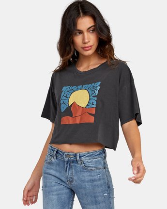 RVCA Out There Crop Tee - Black Womens T Shirt