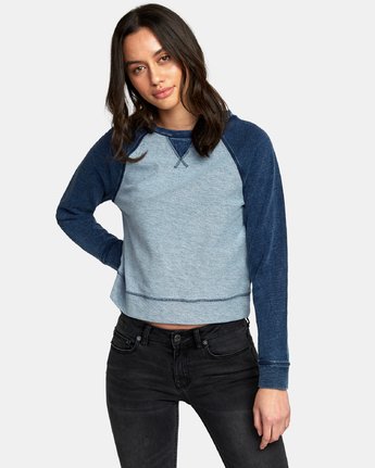 RVCA Swing It Fleece Sweatshirt Top - Indigo Womens Top