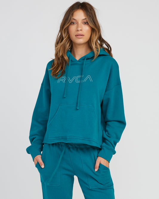 RVCA Womens Pinner Cropped hoodie - Spruce womens hoodie