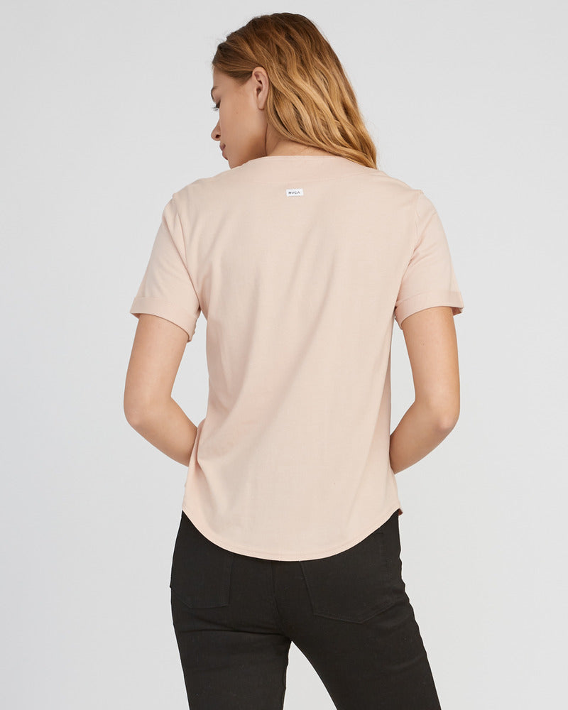 RVCA Taken Knit Womens Button-Up Top - Tea Rose Womens Top