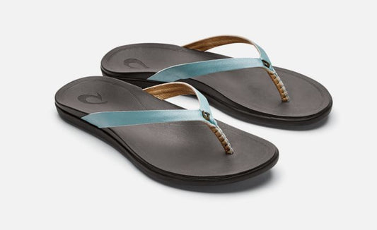 Olukai Ho'opio Leather Women's Sandal - Mineral Blue / Dark Java Womens Footwear