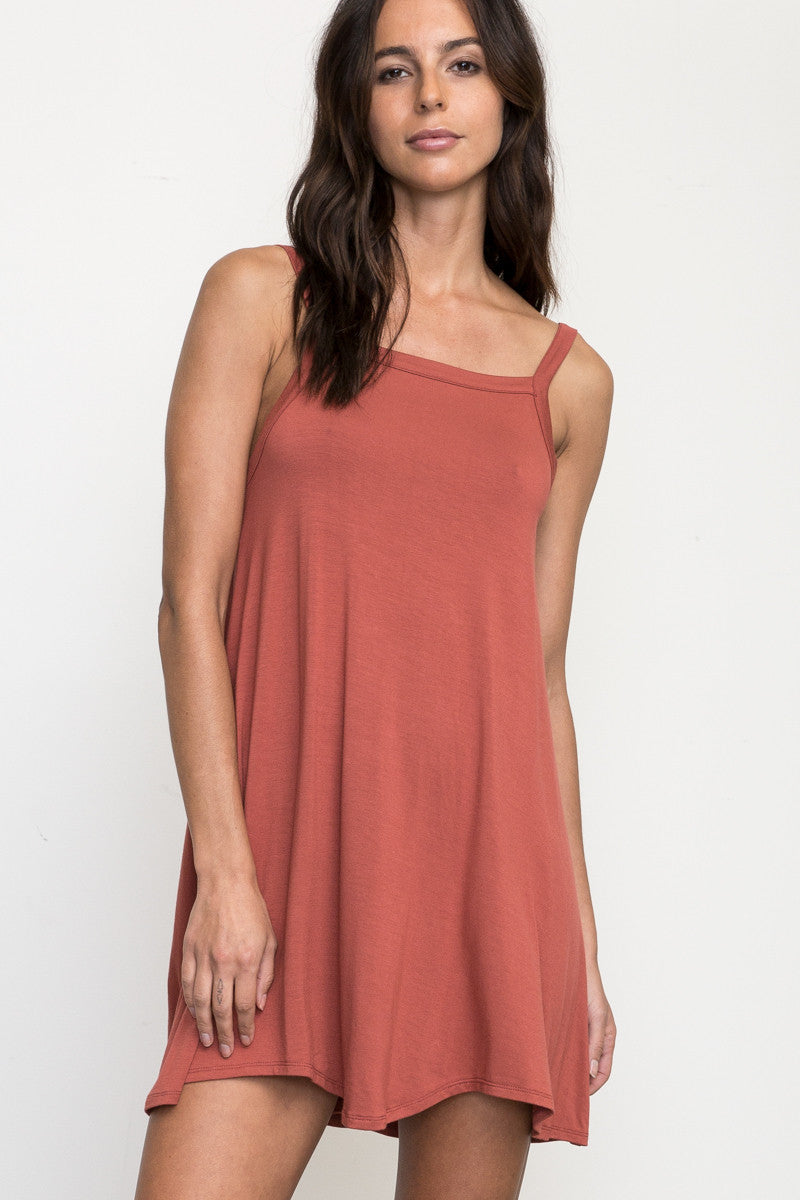 RVCA Thievery Scalloped Swing Dress - Rustic Red Dress