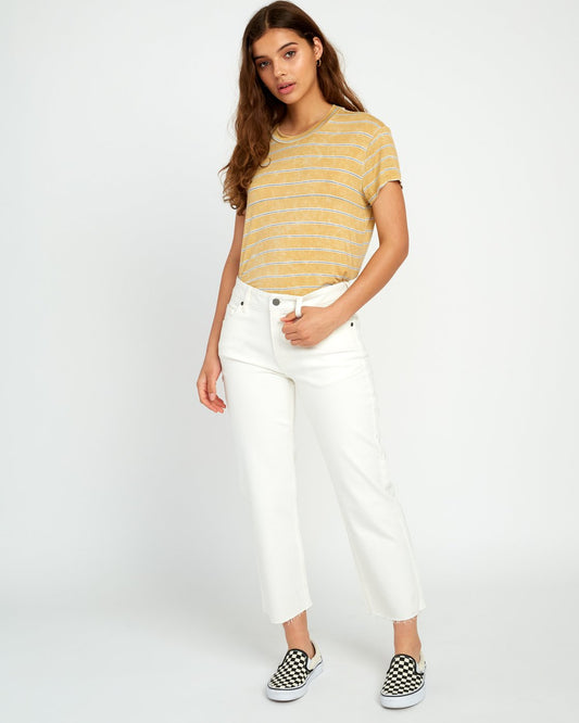RVCA Recess Striped Knit Tee - Camel Womens T Shirt