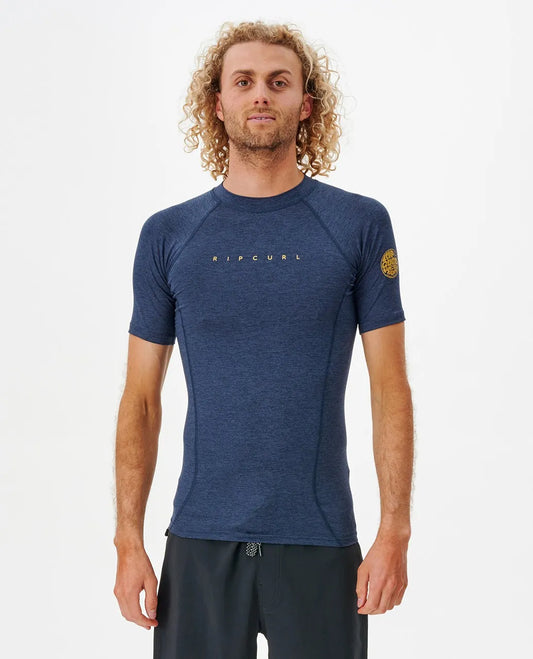 Rip Curl Dawn Patrol Performance Short Sleeve UV Tee - Navy Marle Rashguard Sun Protection