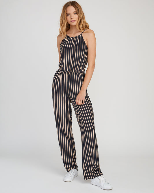 RVCA Hush Striped Jumpsuit - Carbon Romper