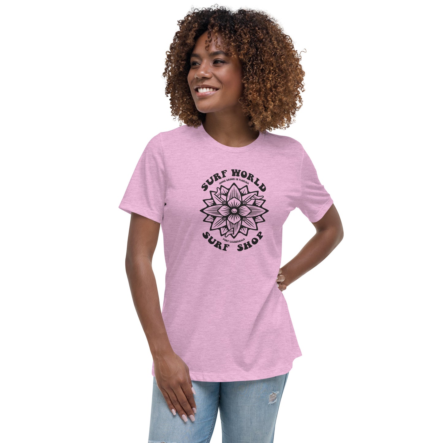 Surf World Custom Flower Boards Women's Relaxed T-Shirt Womens T Shirt Heather Prism Lilac