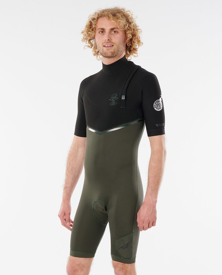Rip Curl E Bomb Zip Free SS Spring Suit - Black Olive Wetsuit
