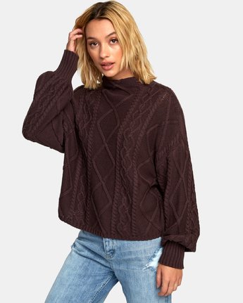RVCA Attraction Sweater - Seal Brown womens sweater