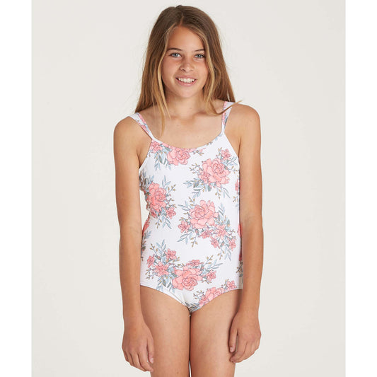 Billabong Girls Nova Floral 1 Piece Swimsuit - Seashell youth swimwear