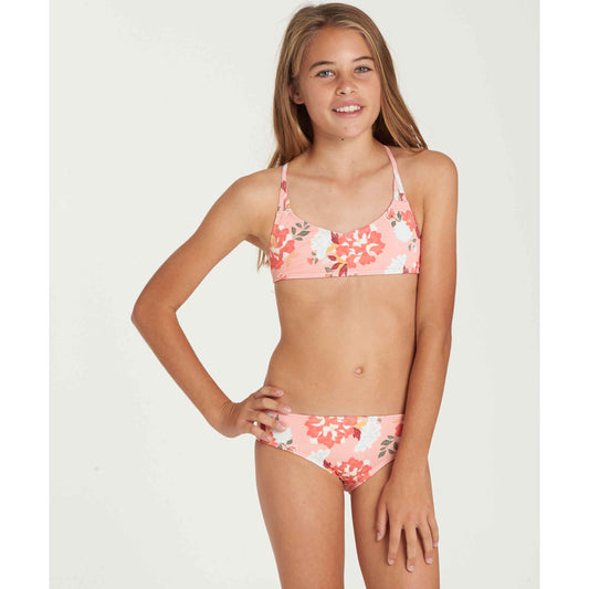 Billabong Girls Along Crossback Swim Set Sorbet youth swimwear