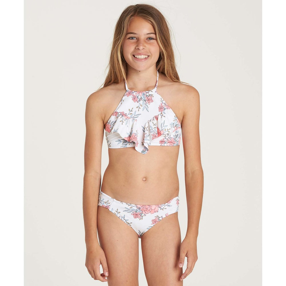 Billabong Girls Nova Floral Hi Neck Swimset - Seashell youth swimwear