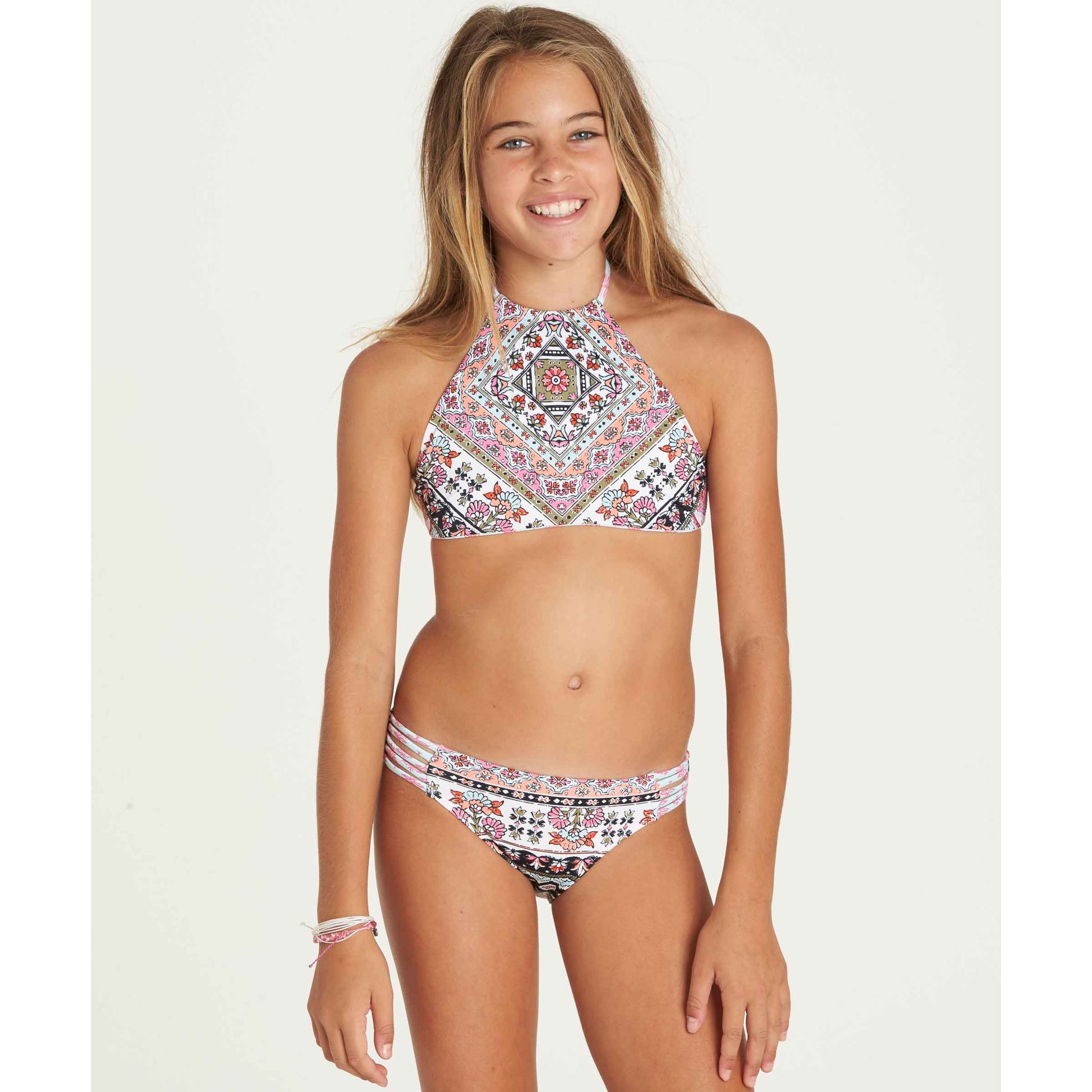 Billabong Girls Moon Tribe High Neck Swim Set Multi youth swimwear