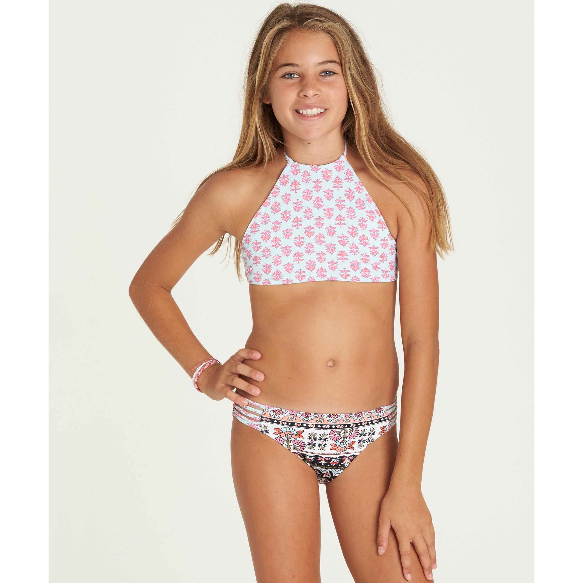 Billabong Girls Moon Tribe High Neck Swim Set Multi youth swimwear